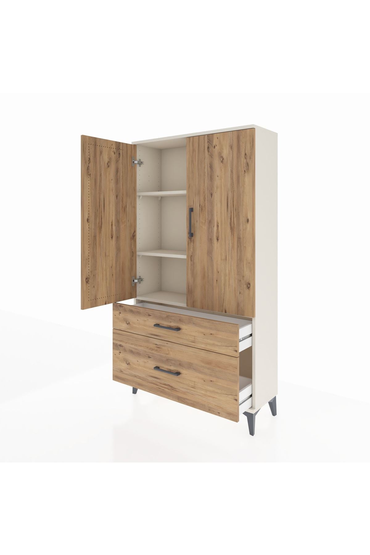 Arges Dolap 3 Raflı 2 Çekmeceli 2 Kapaklı 88x30x163 - S21M003V3A