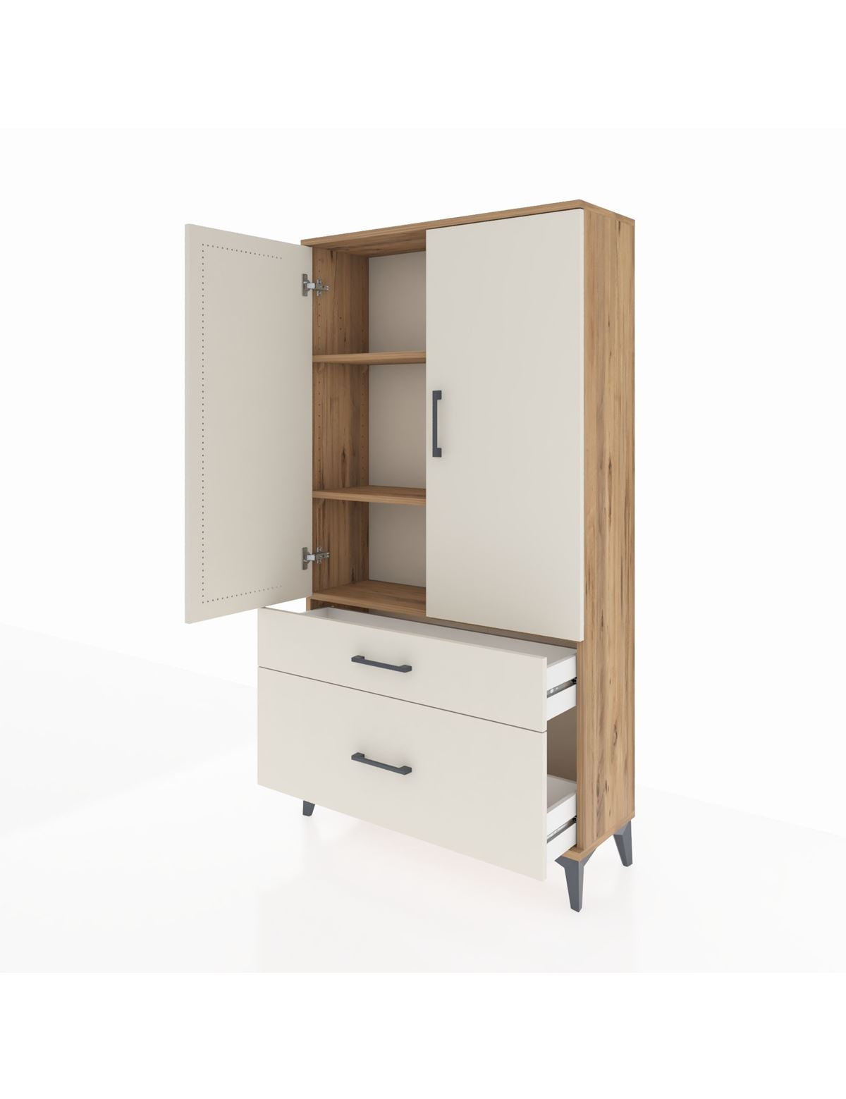 Arges Dolap 3 Raflı 2 Çekmeceli 2 Kapaklı 88x30x163 - S21M003V7A