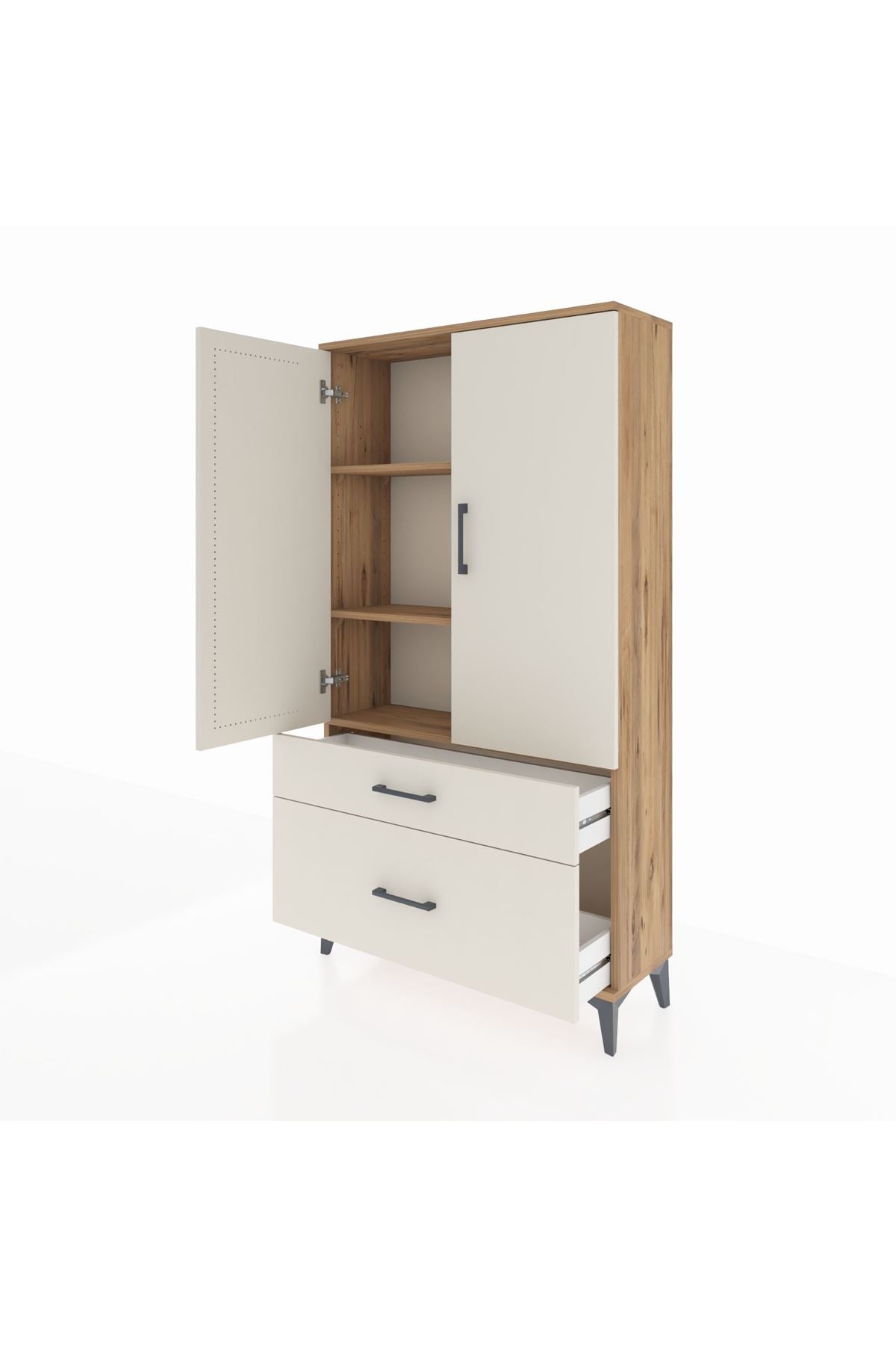 Arges Dolap 3 Raflı 2 Çekmeceli 2 Kapaklı 88x30x163 - S21M003V7A