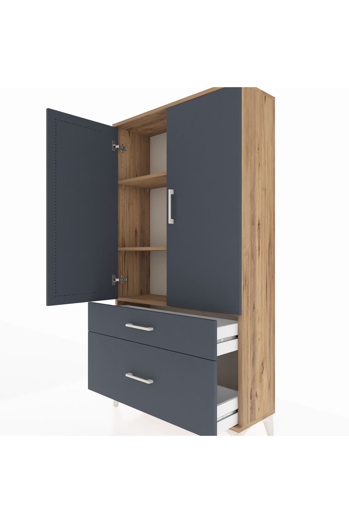 Arges Dolap 3 Raflı 2 Çekmeceli 2 Kapaklı 88x30x163 - S21M003V8A