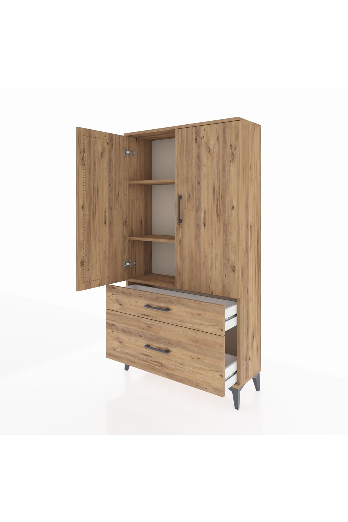 Arges Dolap 3 Raflı 2 Çekmeceli 2 Kapaklı 88x30x163 - S21M003V9A