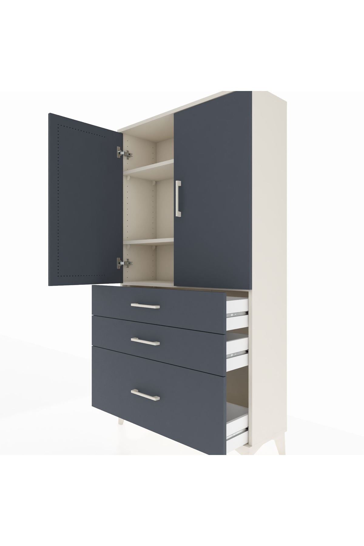 Arges Dolap 3 Raflı 3 Çekmeceli 2 Kapaklı 88x30x163 - S21M005V2A
