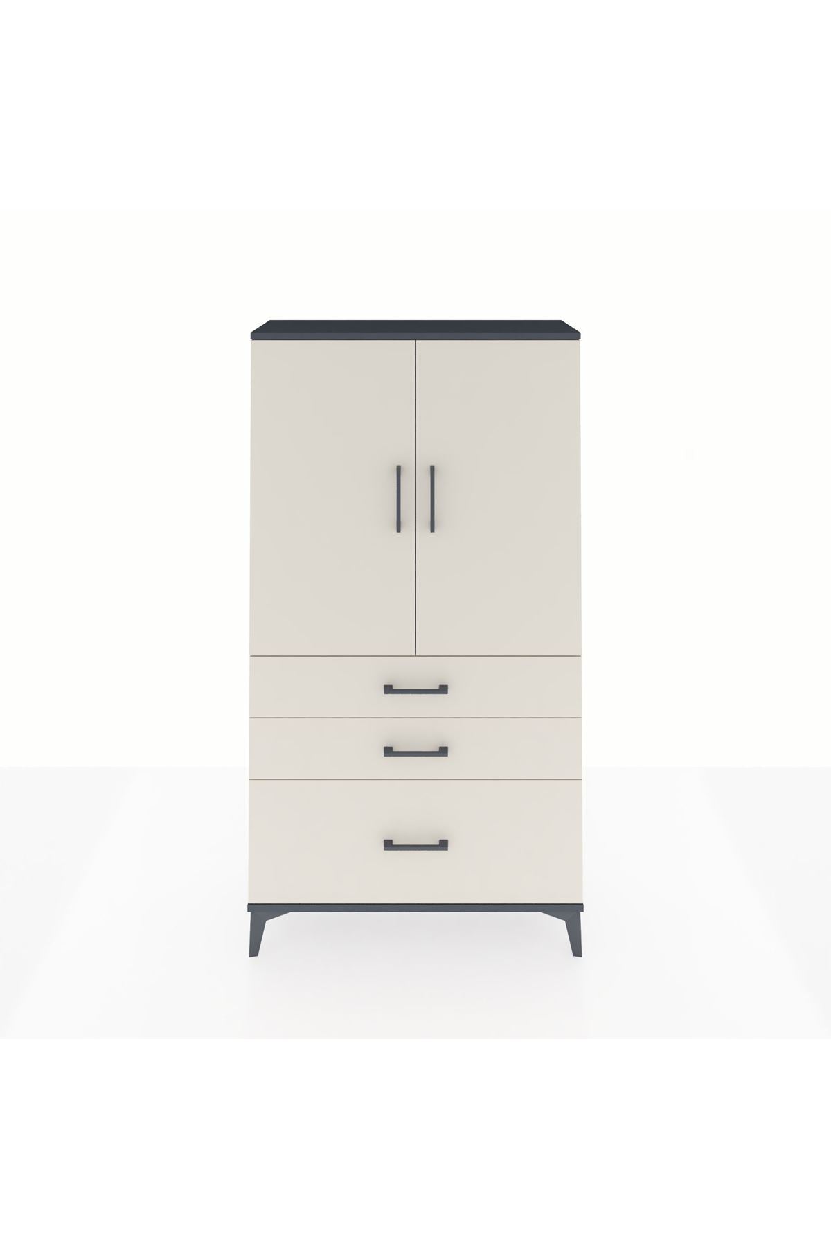 Arges Dolap 3 Raflı 3 Çekmeceli 2 Kapaklı 88x30x163 - S21M005V4A