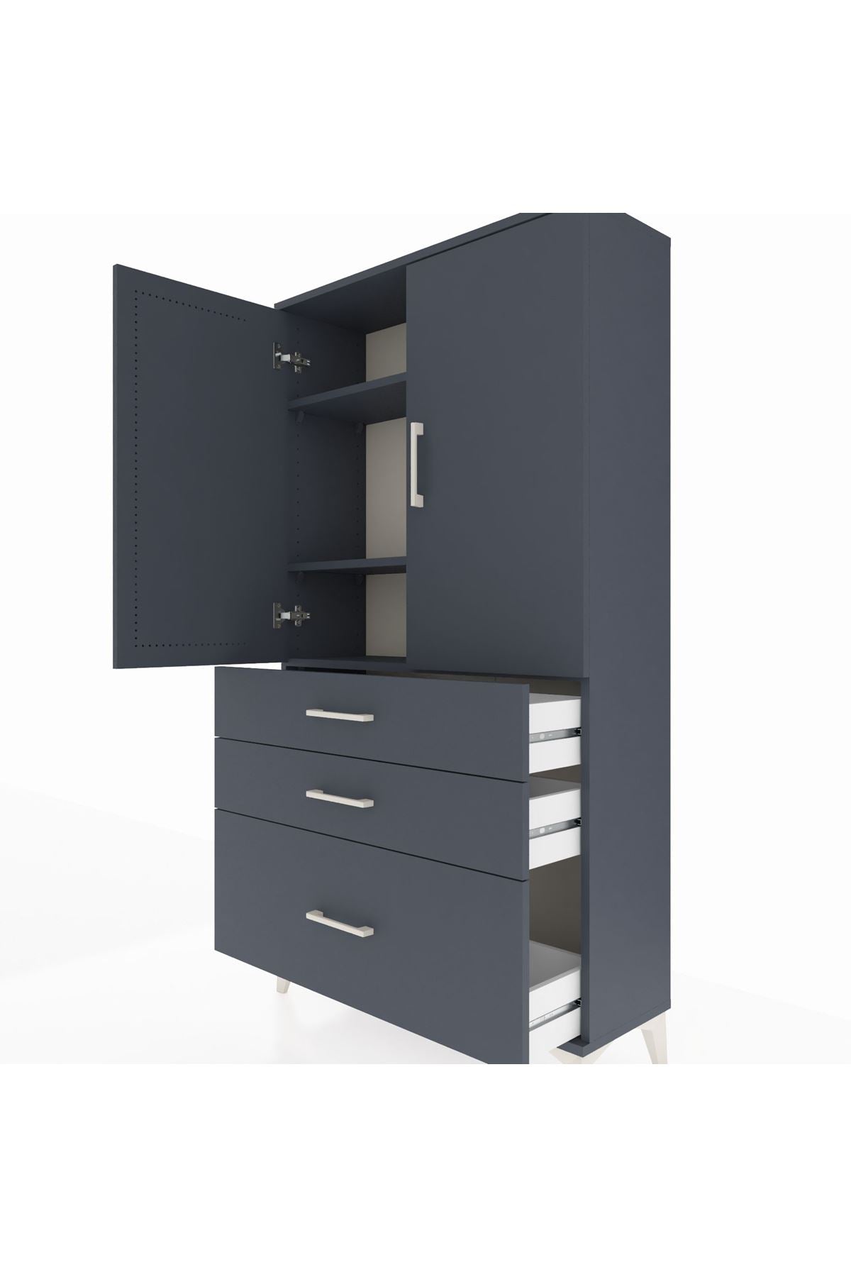 Arges Dolap 3 Raflı 3 Çekmeceli 2 Kapaklı 88x30x163 - S21M005V5A