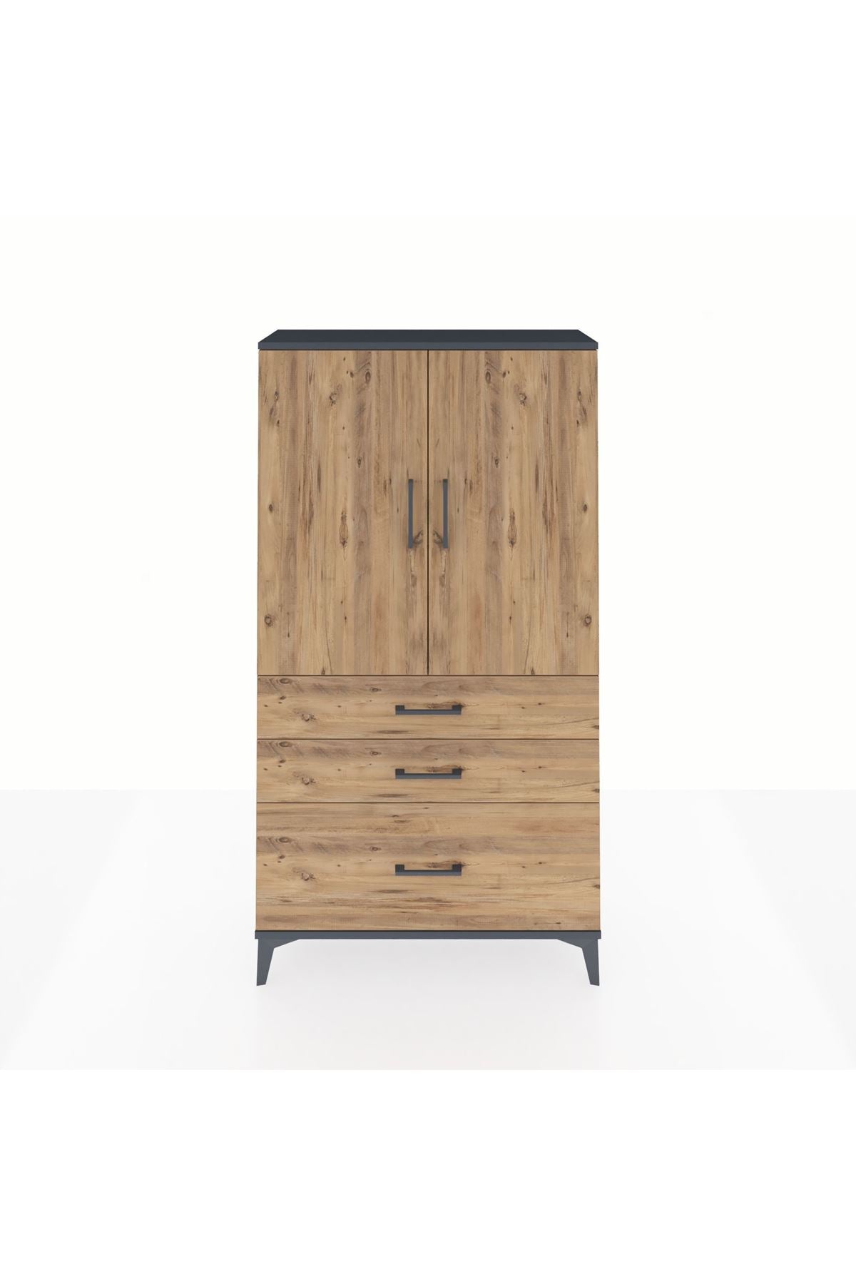 Arges Dolap 3 Raflı 3 Çekmeceli 2 Kapaklı 88x30x163 - S21M005V6A