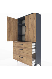 Arges Dolap 3 Raflı 3 Çekmeceli 2 Kapaklı 88x30x163 - S21M005V6A