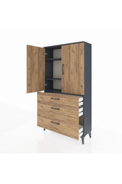 Arges Dolap 3 Raflı 3 Çekmeceli 2 Kapaklı 88x30x163 - S21M005V6A