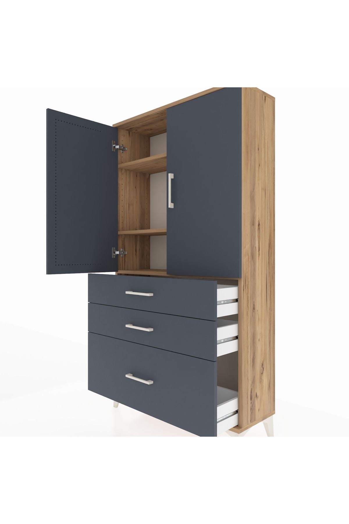 Arges Dolap 3 Raflı 3 Çekmeceli 2 Kapaklı 88x30x163 - S21M005V8A