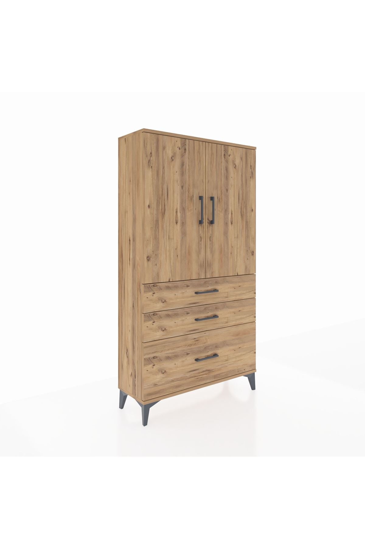 Arges Dolap 3 Raflı 3 Çekmeceli 2 Kapaklı 88x30x163 - S21M005V9A