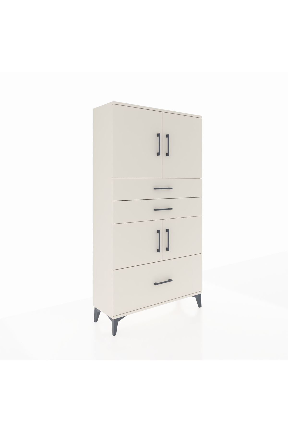 Arges Dolap 3 Raflı 3 Çekmeceli 4 Kapaklı 88x30x163 - S21M007V1A