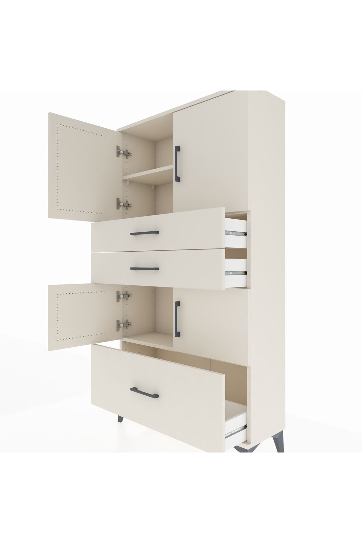 Arges Dolap 3 Raflı 3 Çekmeceli 4 Kapaklı 88x30x163 - S21M007V1A