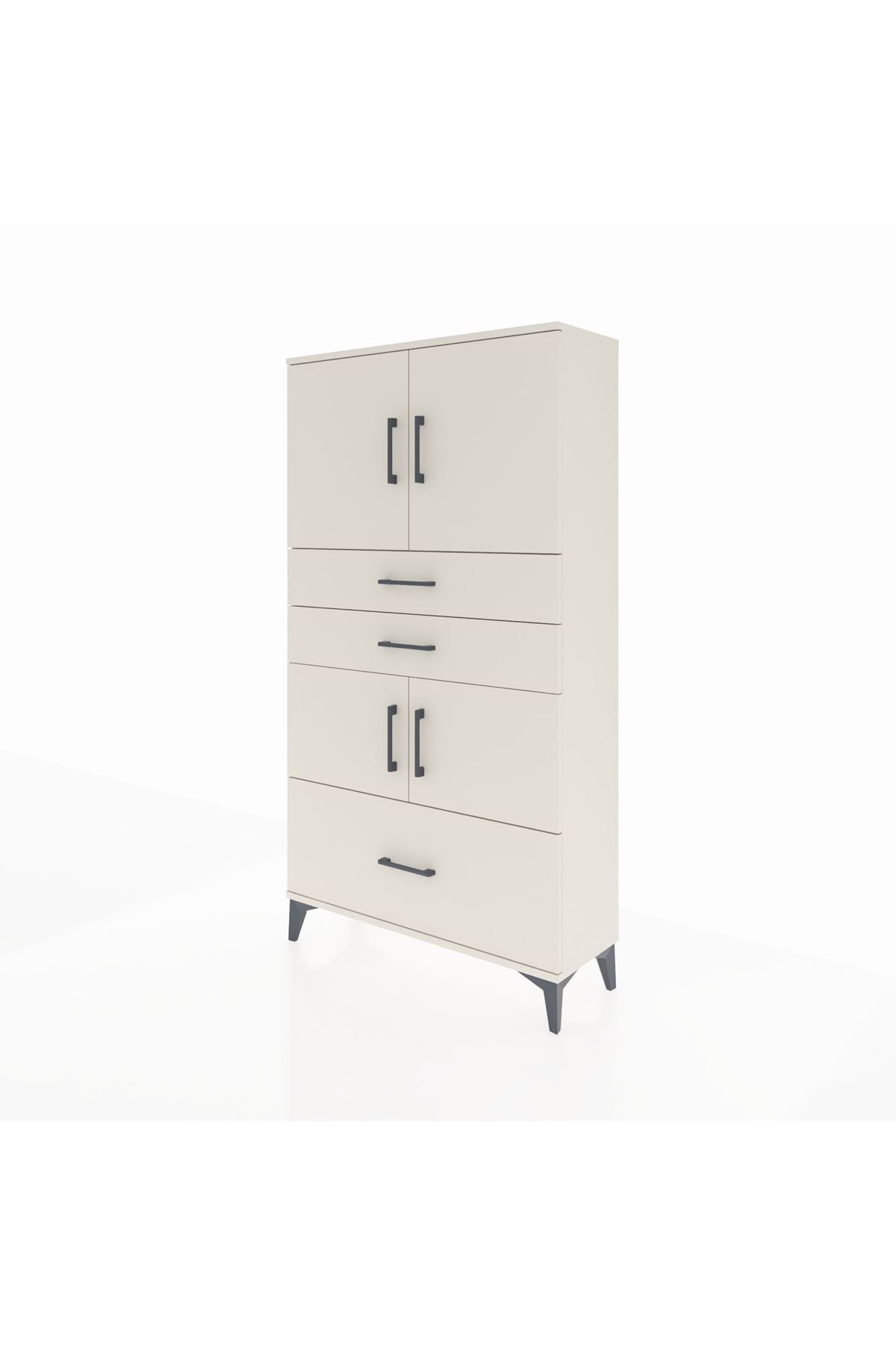 Arges Dolap 3 Raflı 3 Çekmeceli 4 Kapaklı 88x30x163 - S21M007V1A
