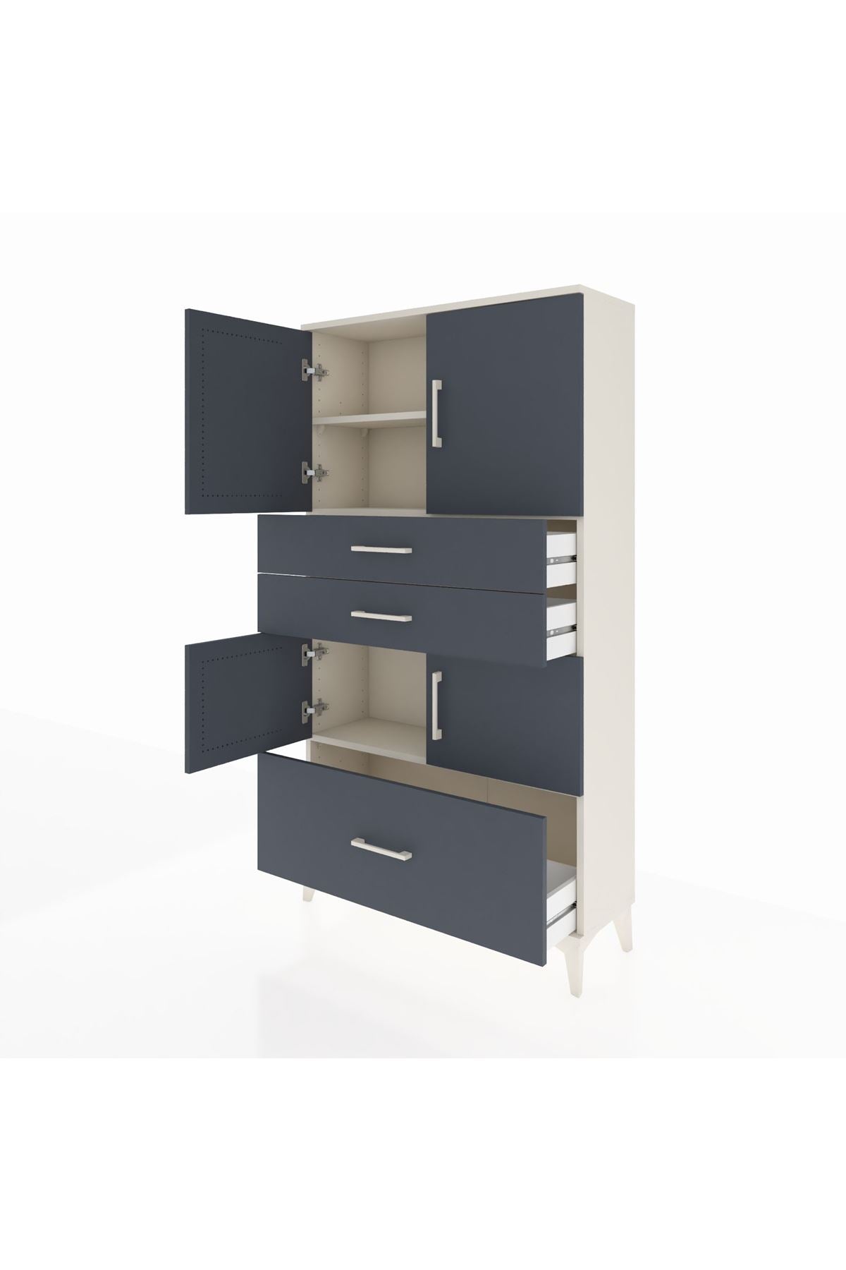 Arges Dolap 3 Raflı 3 Çekmeceli 4 Kapaklı 88x30x163 - S21M007V2A