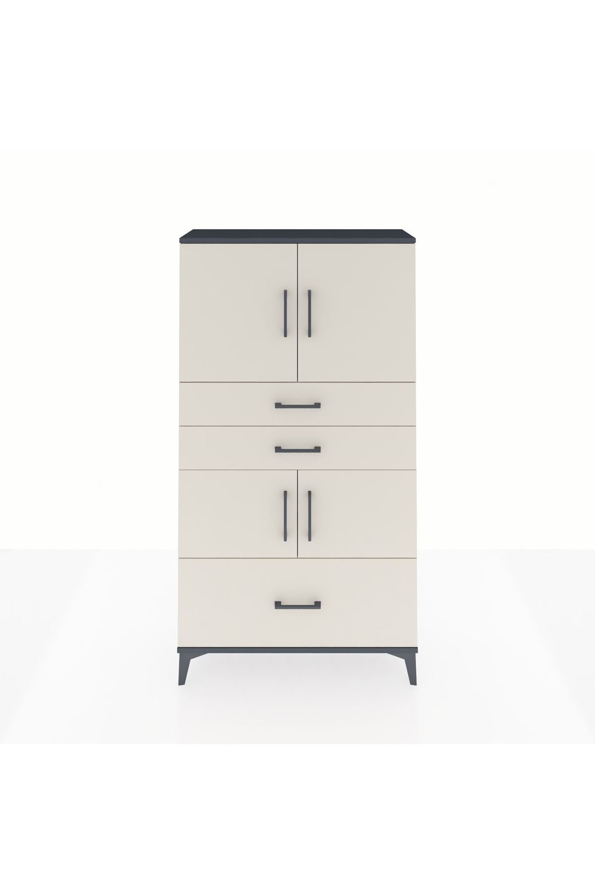 Arges Dolap 3 Raflı 3 Çekmeceli 4 Kapaklı 88x30x163 - S21M007V4A