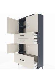 Arges Dolap 3 Raflı 3 Çekmeceli 4 Kapaklı 88x30x163 - S21M007V4A