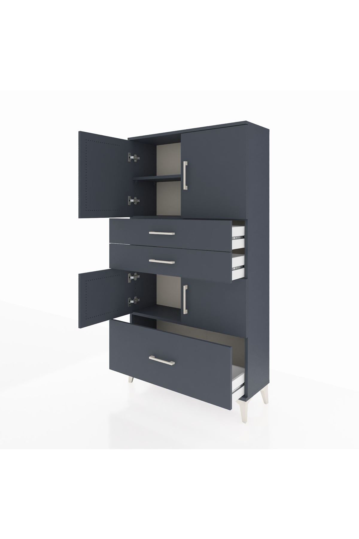 Arges Dolap 3 Raflı 3 Çekmeceli 4 Kapaklı 88x30x163 - S21M007V5A