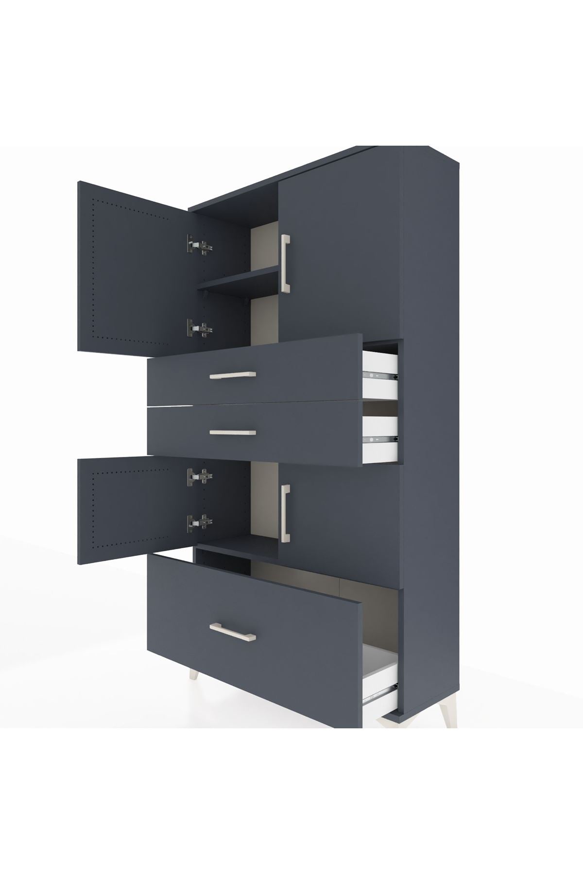 Arges Dolap 3 Raflı 3 Çekmeceli 4 Kapaklı 88x30x163 - S21M007V5A