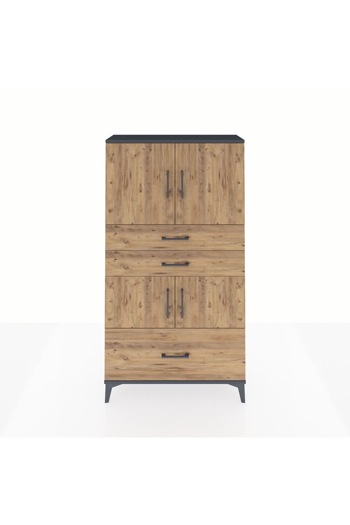 Arges Dolap 3 Raflı 3 Çekmeceli 4 Kapaklı 88x30x163 - S21M007V6A