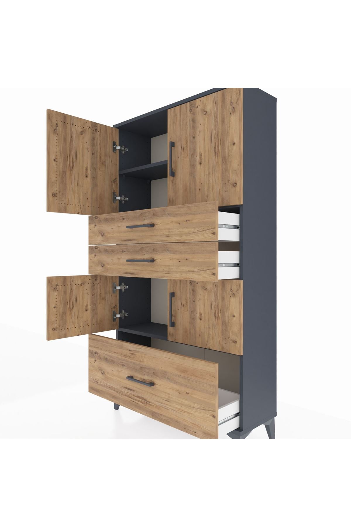 Arges Dolap 3 Raflı 3 Çekmeceli 4 Kapaklı 88x30x163 - S21M007V6A