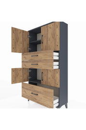Arges Dolap 3 Raflı 3 Çekmeceli 4 Kapaklı 88x30x163 - S21M007V6A
