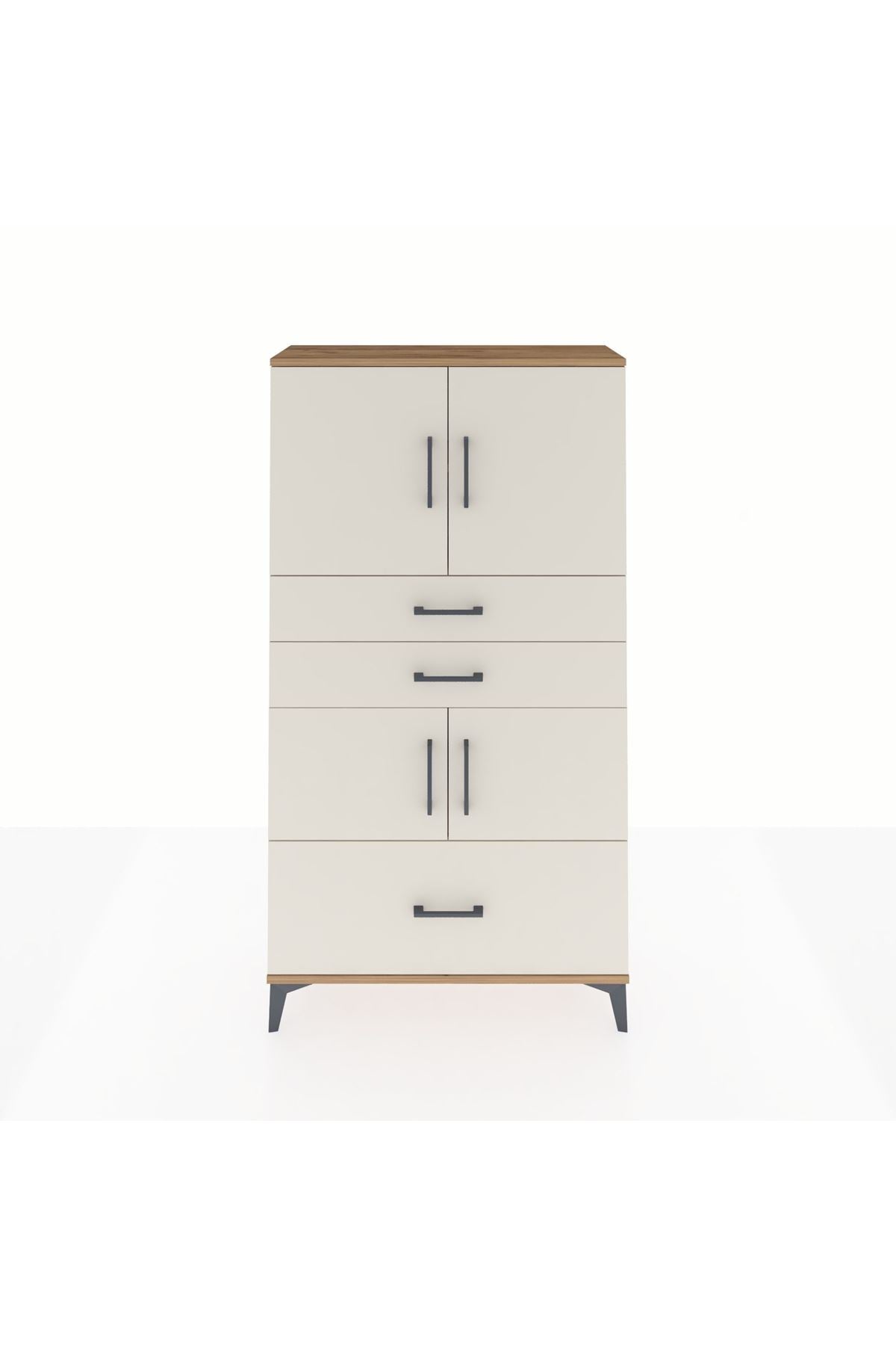 Arges Dolap 3 Raflı 3 Çekmeceli 4 Kapaklı 88x30x163 - S21M007V7A