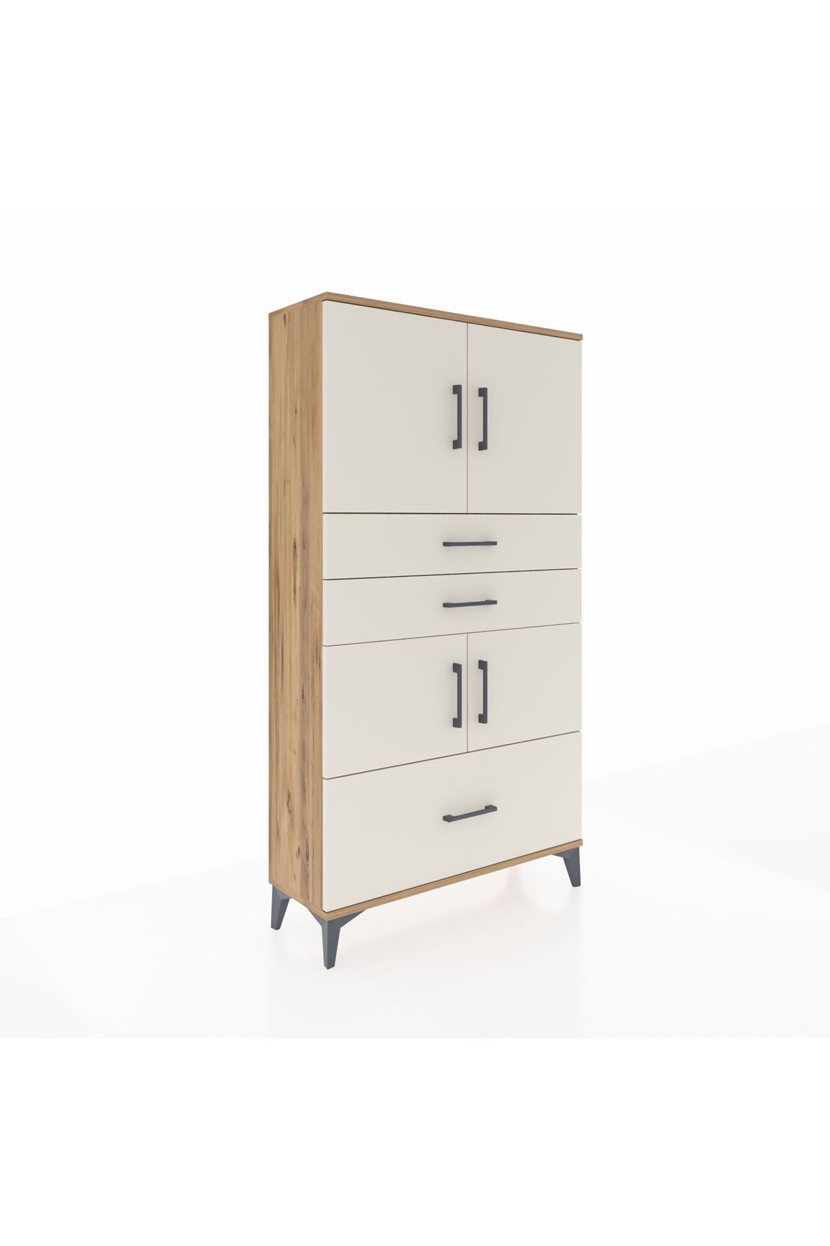 Arges Dolap 3 Raflı 3 Çekmeceli 4 Kapaklı 88x30x163 - S21M007V7A