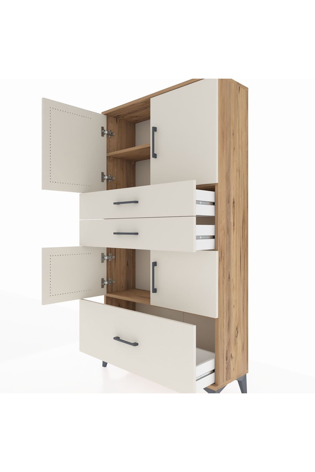Arges Dolap 3 Raflı 3 Çekmeceli 4 Kapaklı 88x30x163 - S21M007V7A