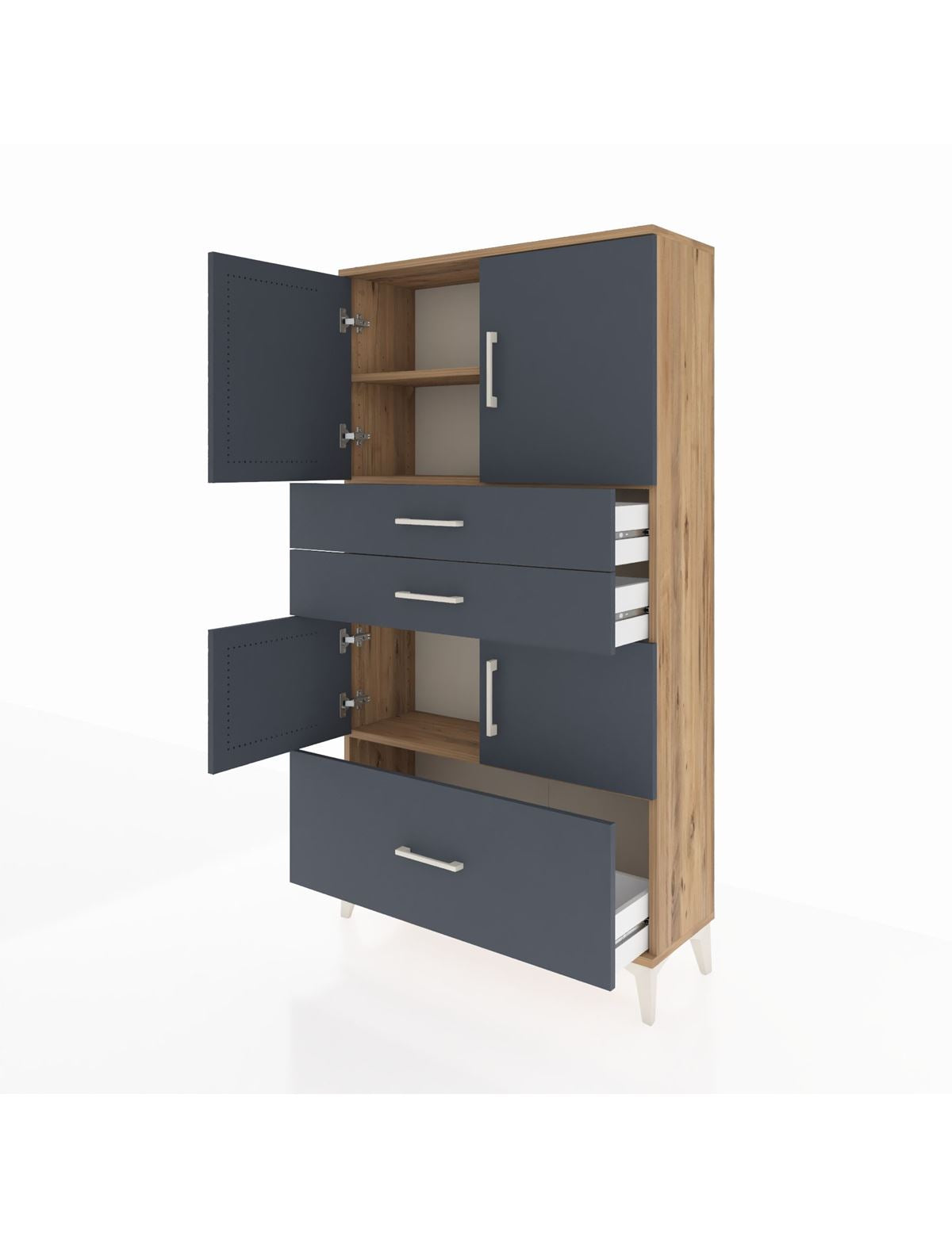Arges Dolap 3 Raflı 3 Çekmeceli 4 Kapaklı 88x30x163 - S21M007V8A