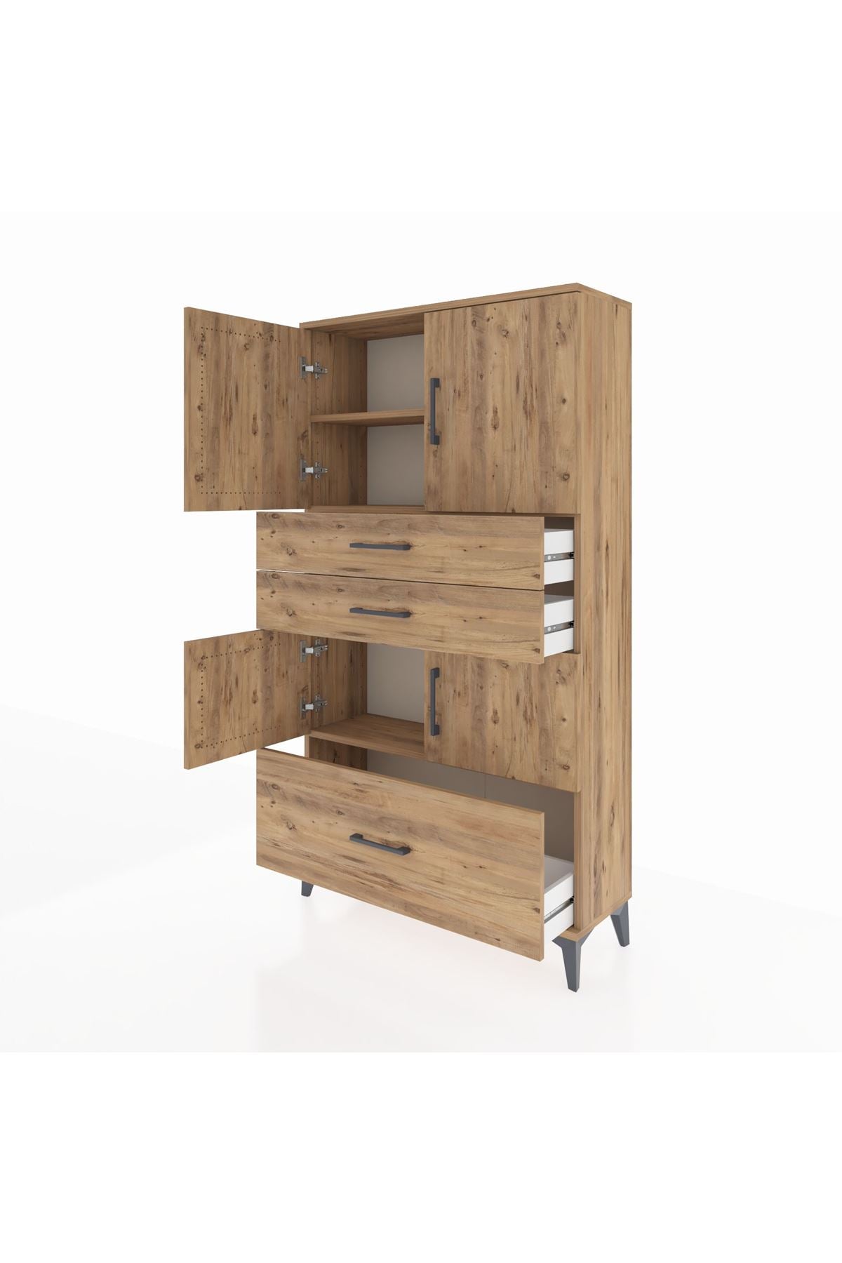 Arges Dolap 3 Raflı 3 Çekmeceli 4 Kapaklı 88x30x163 - S21M007V9A