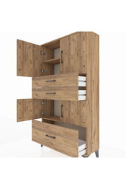Arges Dolap 3 Raflı 3 Çekmeceli 4 Kapaklı 88x30x163 - S21M007V9A