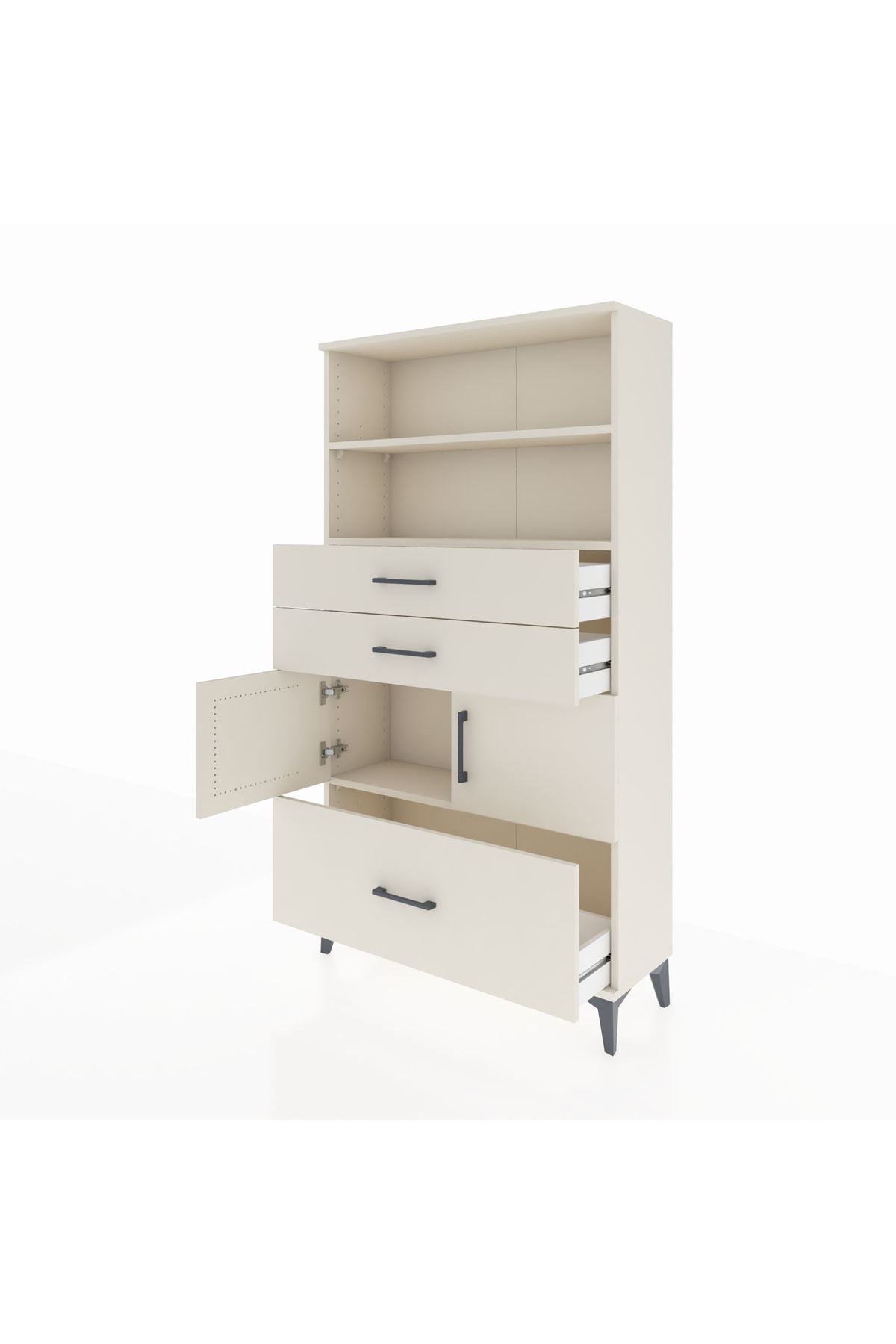 Arges Dolap 3 Raflı 3 Çekmeceli 2 Kapaklı 88x30x163 - S21M008V1A