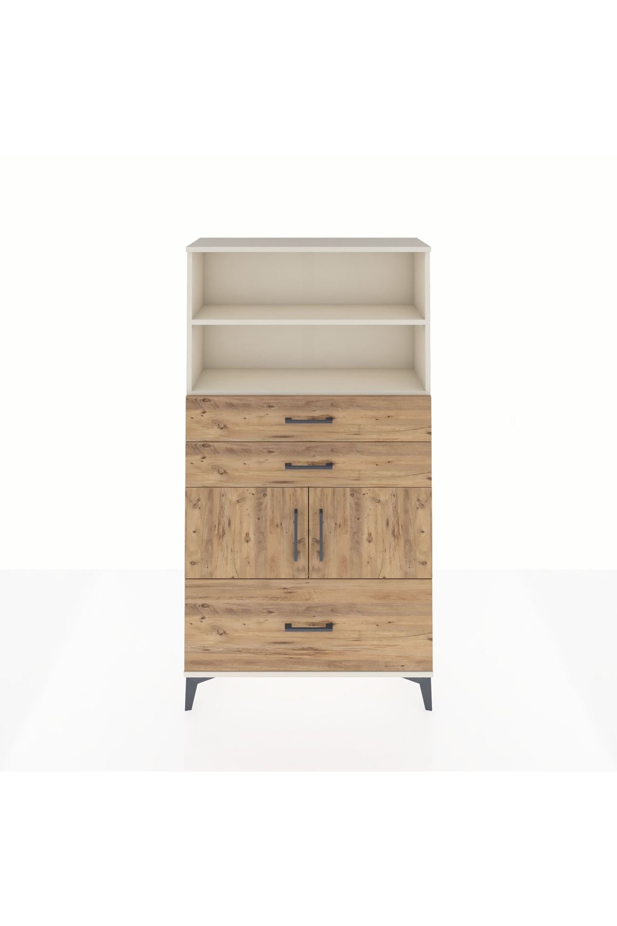 Arges Dolap 3 Raflı 3 Çekmeceli 2 Kapaklı 88x30x163 - S21M008V3A