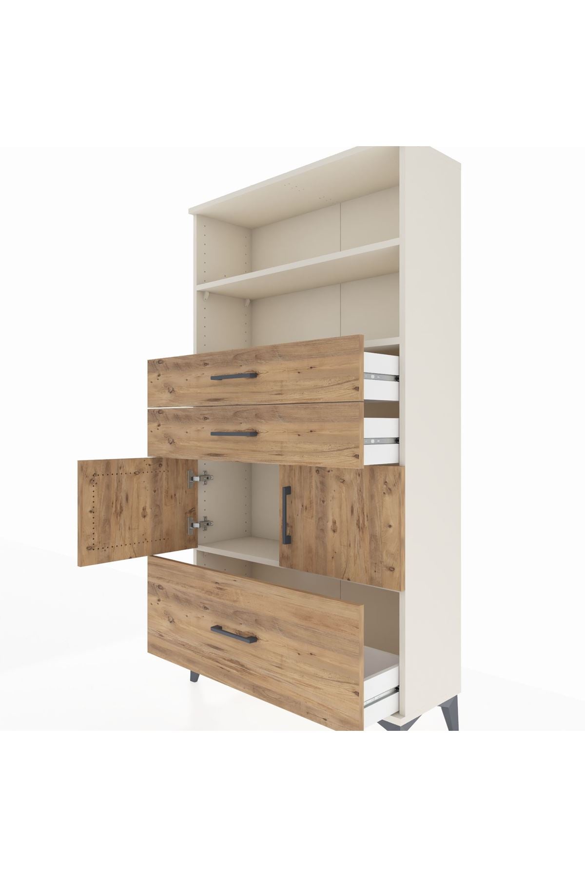 Arges Dolap 3 Raflı 3 Çekmeceli 2 Kapaklı 88x30x163 - S21M008V3A