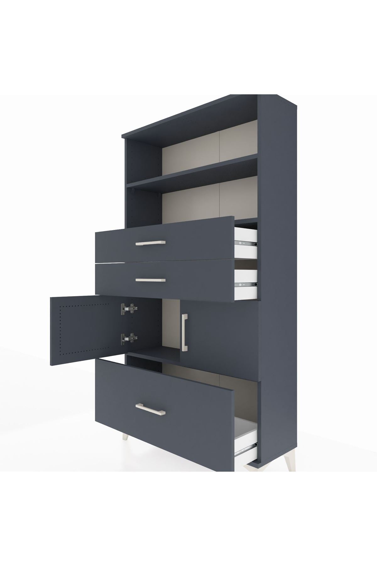 Arges Dolap 3 Raflı 3 Çekmeceli 2 Kapaklı 88x30x163 - S21M008V5A