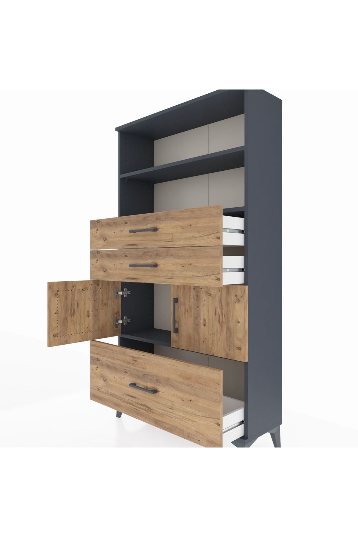 Arges Dolap 3 Raflı 3 Çekmeceli 2 Kapaklı 88x30x163 - S21M008V6A