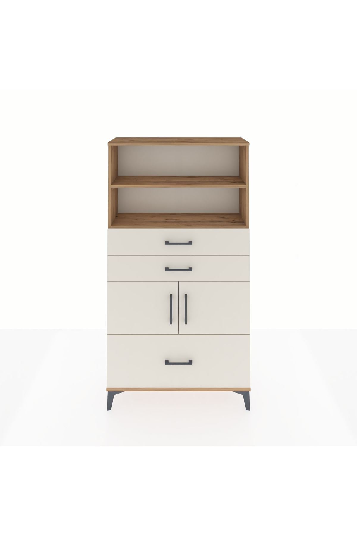 Arges Dolap 3 Raflı 3 Çekmeceli 2 Kapaklı 88x30x163 - S21M008V7A