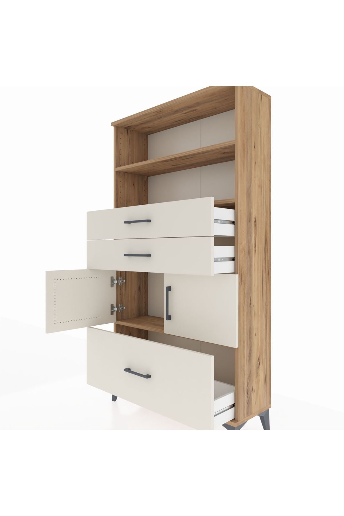 Arges Dolap 3 Raflı 3 Çekmeceli 2 Kapaklı 88x30x163 - S21M008V7A
