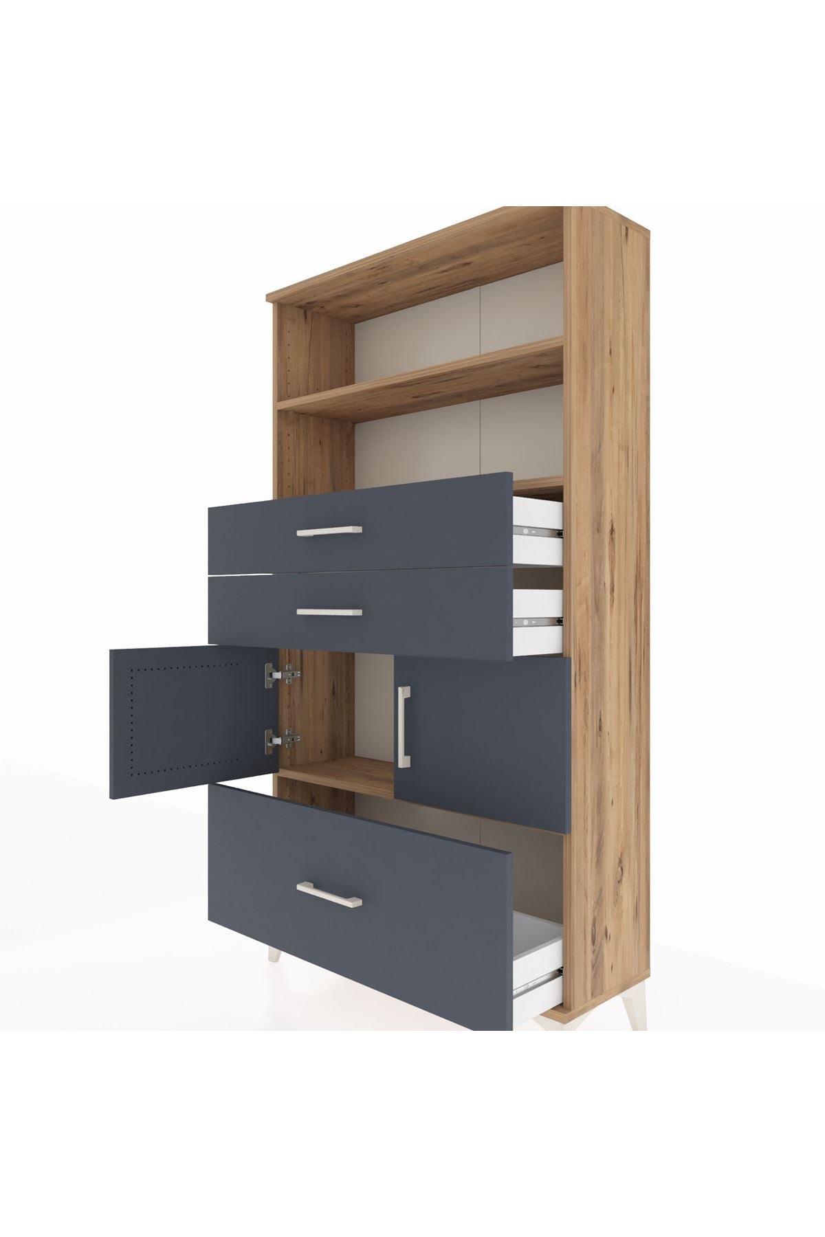 Arges Dolap 3 Raflı 3 Çekmeceli 2 Kapaklı 88x30x163 - S21M008V8A