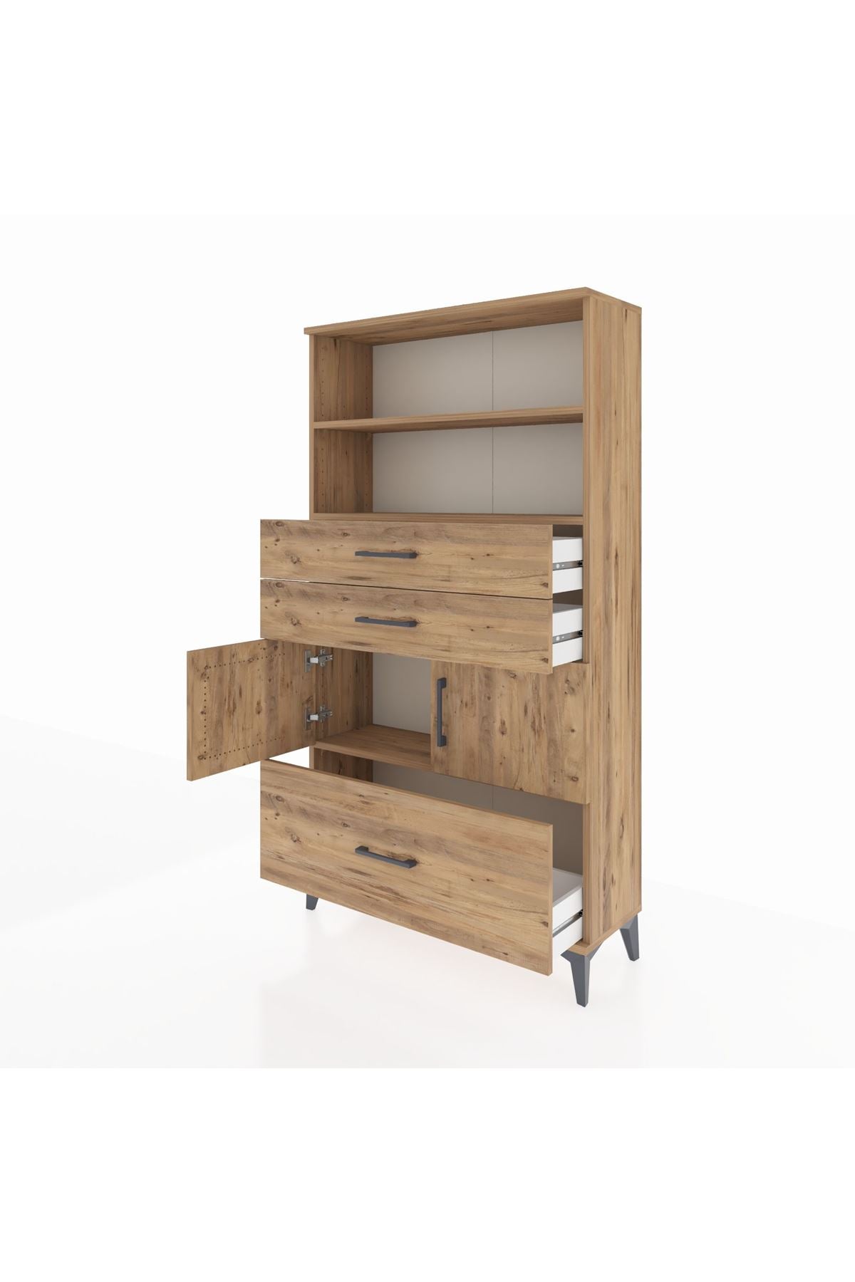 Arges Dolap 3 Raflı 3 Çekmeceli 2 Kapaklı 88x30x163 - S21M008V9A