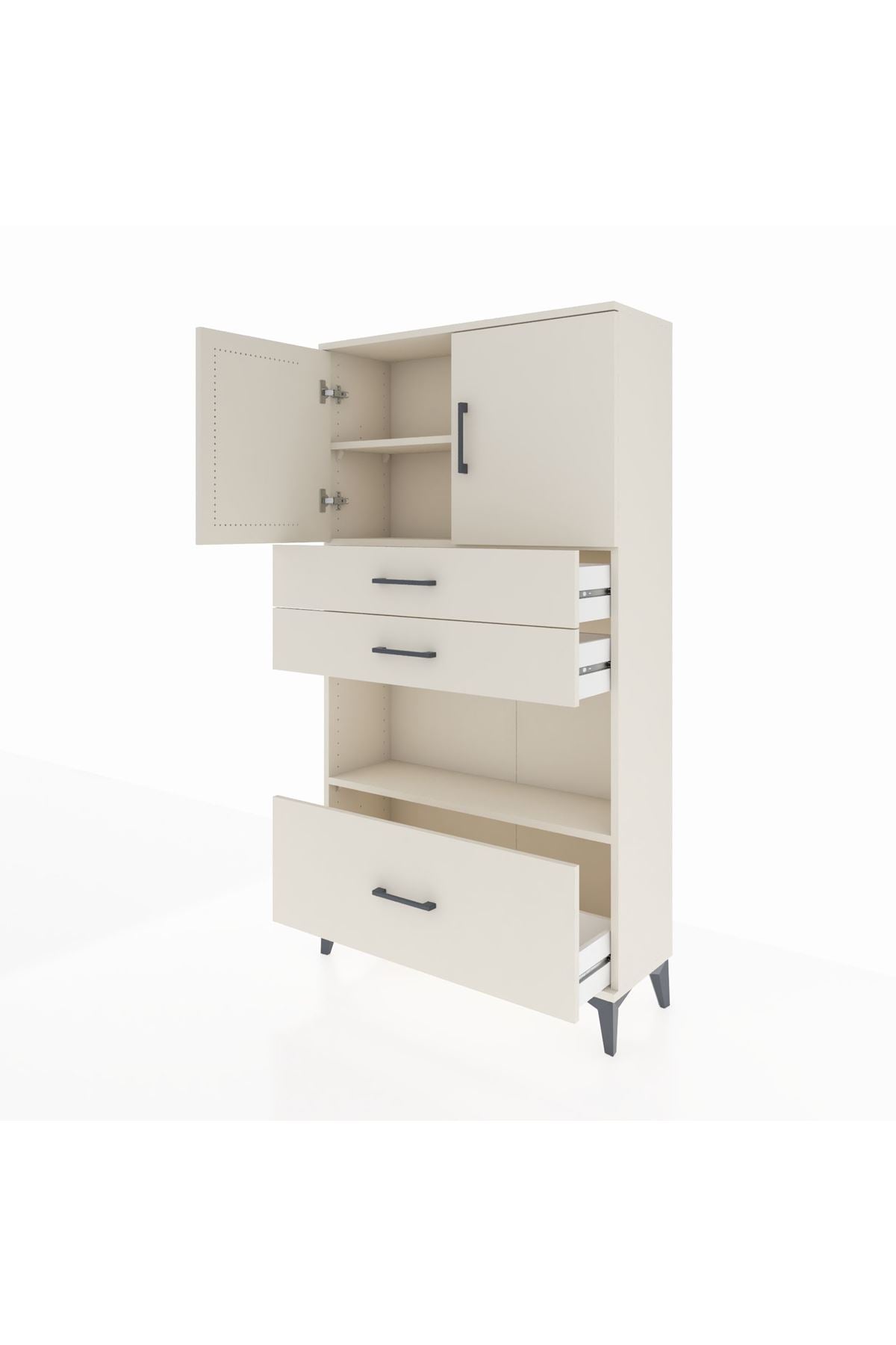 Arges Dolap 3 Raflı 3 Çekmeceli 2 Kapaklı 88x30x163 - S21M009V1A