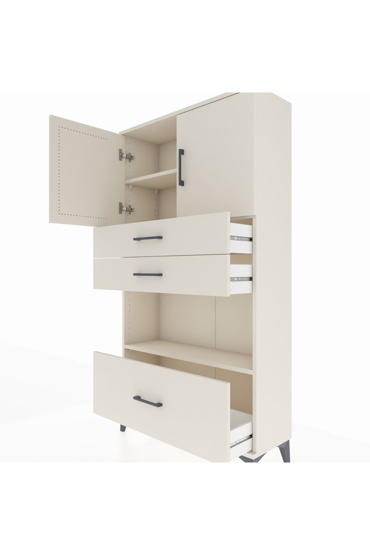 Arges Dolap 3 Raflı 3 Çekmeceli 2 Kapaklı 88x30x163 - S21M009V1A