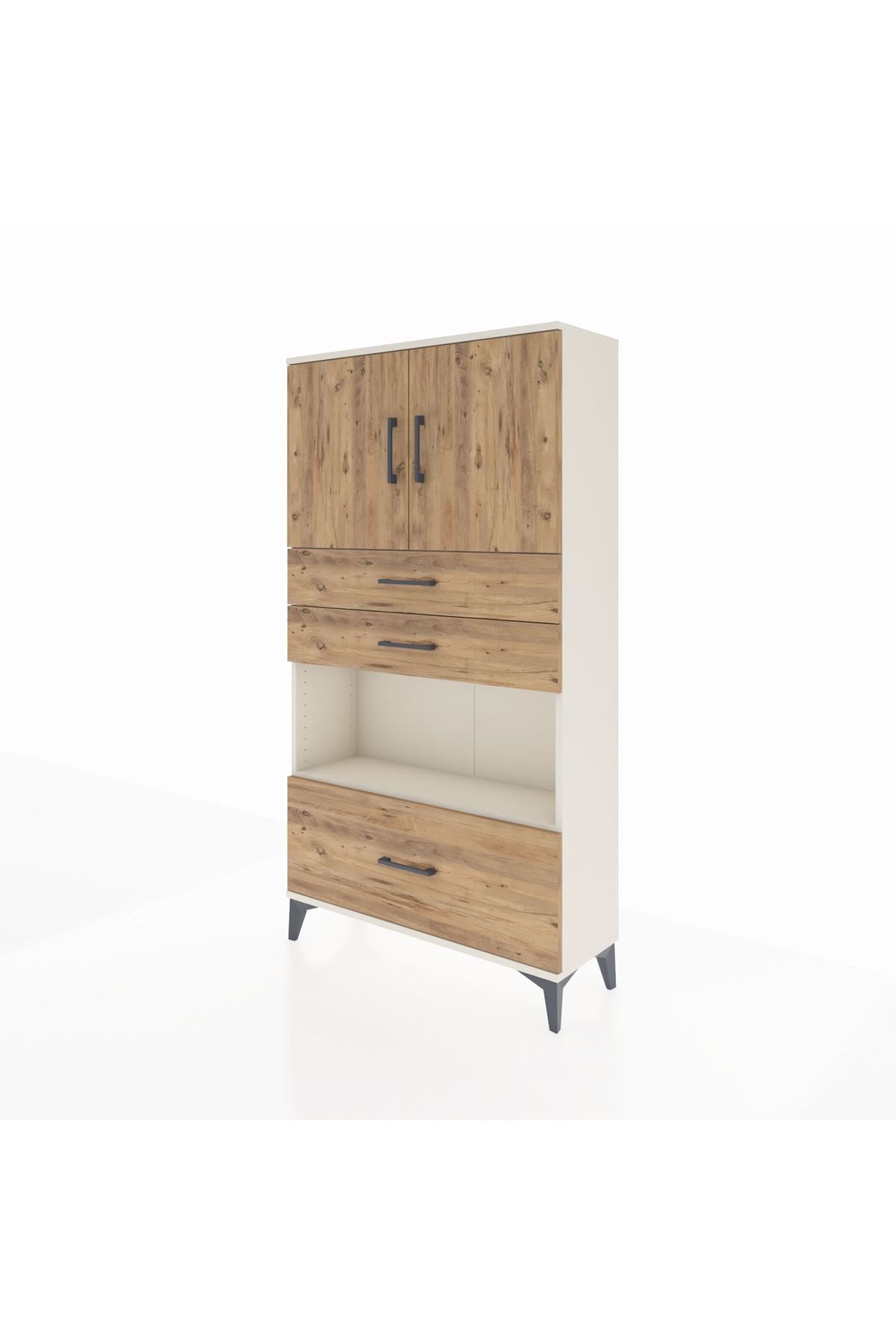 Arges Dolap 3 Raflı 3 Çekmeceli 2 Kapaklı 88x30x163 - S21M009V3A