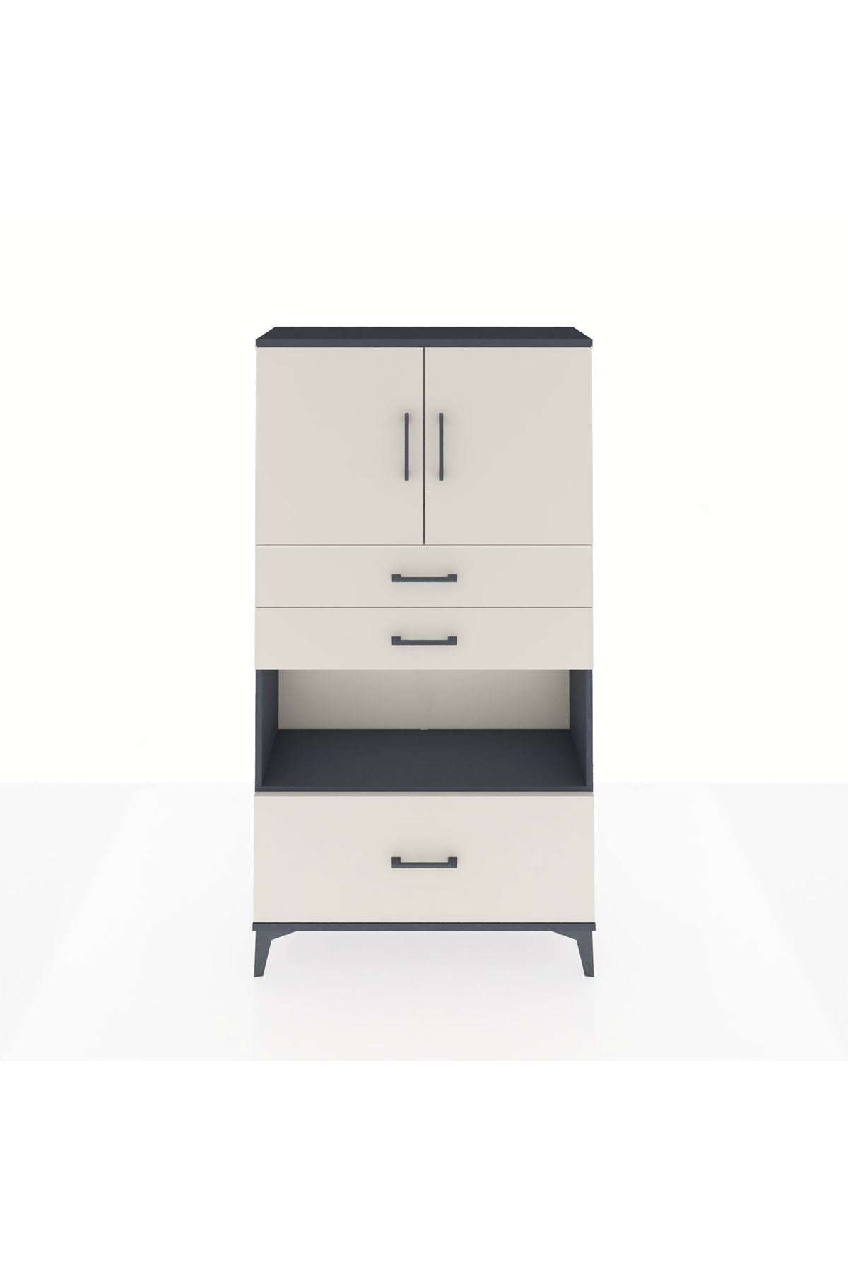 Arges Dolap 3 Raflı 3 Çekmeceli 2 Kapaklı 88x30x163 - S21M009V4A