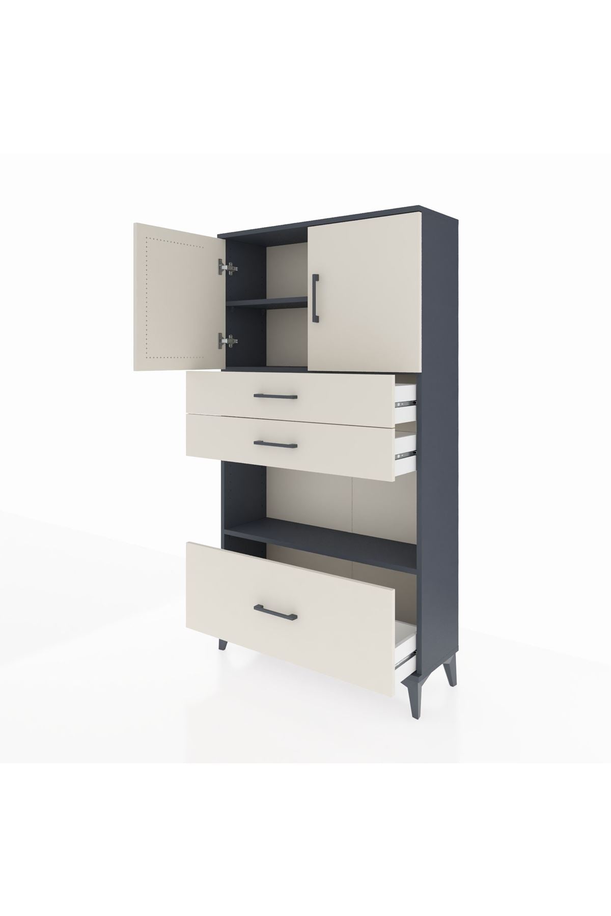 Arges Dolap 3 Raflı 3 Çekmeceli 2 Kapaklı 88x30x163 - S21M009V4A