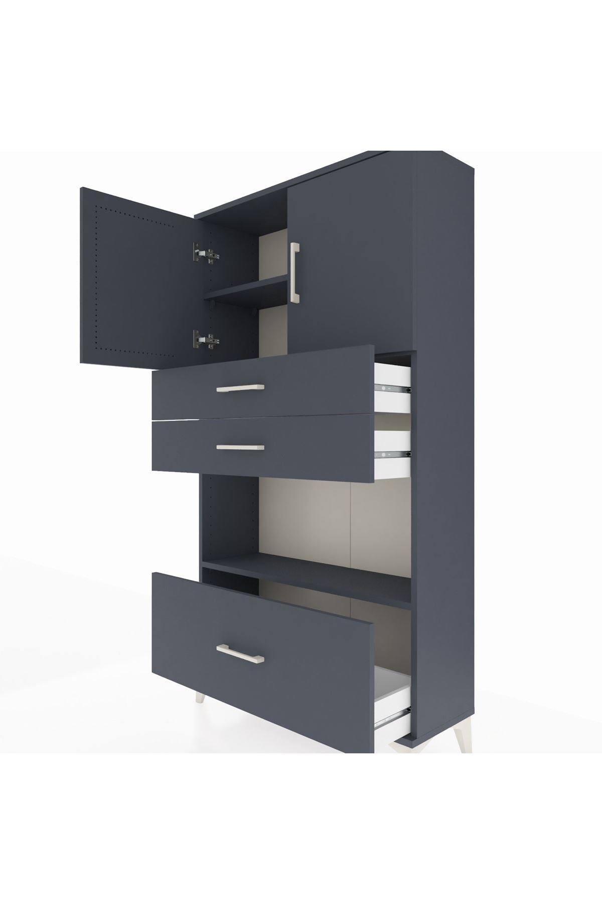Arges Dolap 3 Raflı 3 Çekmeceli 2 Kapaklı 88x30x163 - S21M009V5A