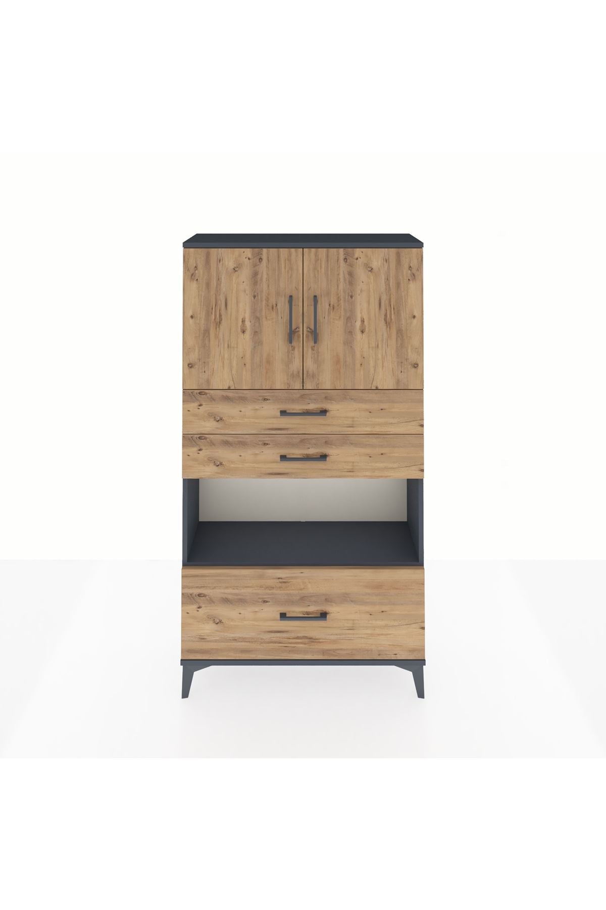 Arges Dolap 3 Raflı 3 Çekmeceli 2 Kapaklı 88x30x163 - S21M009V6A
