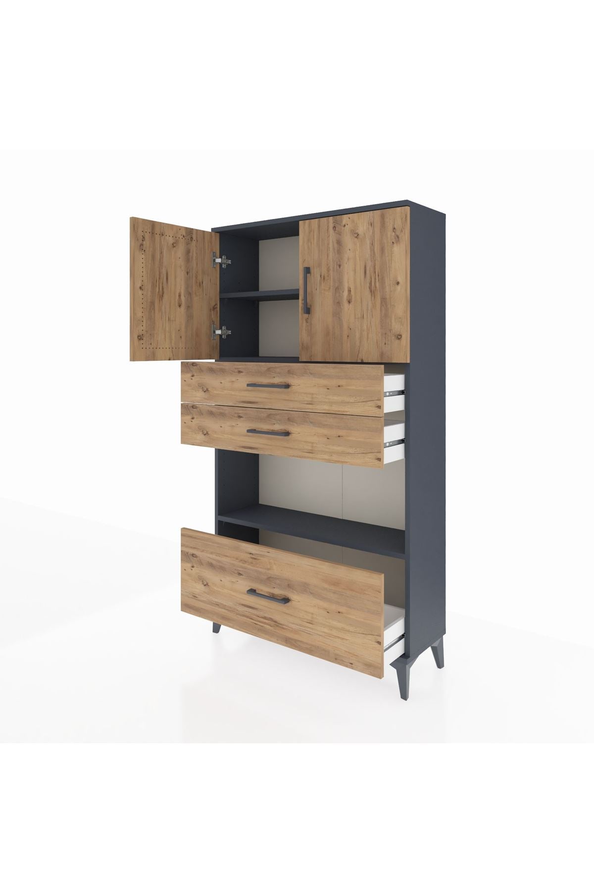 Arges Dolap 3 Raflı 3 Çekmeceli 2 Kapaklı 88x30x163 - S21M009V6A