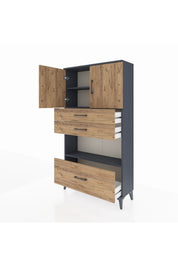 Arges Dolap 3 Raflı 3 Çekmeceli 2 Kapaklı 88x30x163 - S21M009V6A