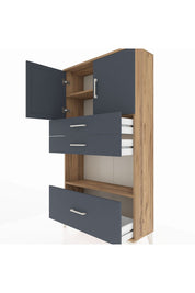 Arges Dolap 3 Raflı 3 Çekmeceli 2 Kapaklı 88x30x163 - S21M009V8A