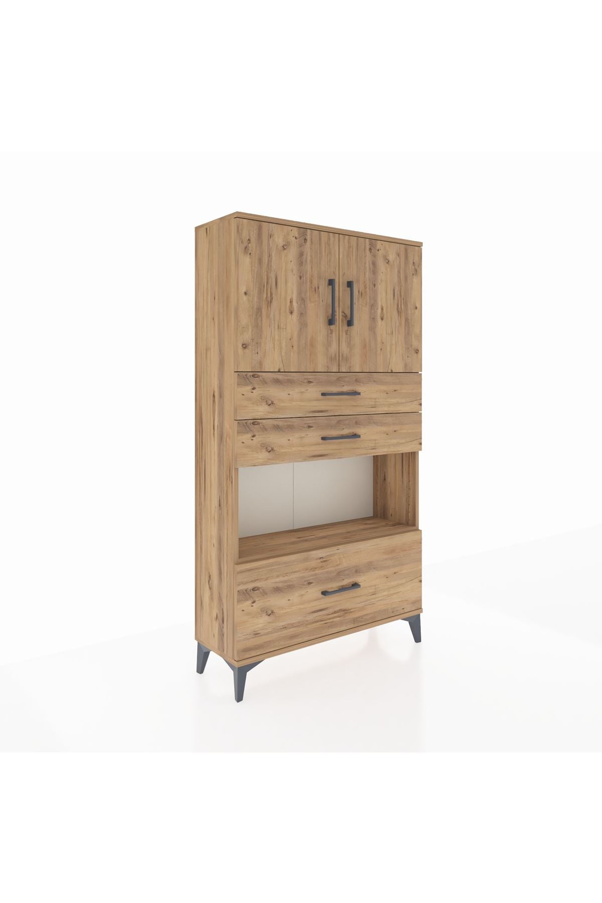 Arges Dolap 3 Raflı 3 Çekmeceli 2 Kapaklı 88x30x163 - S21M009V9A